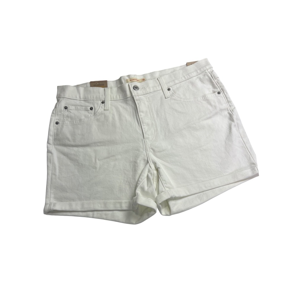 Levi's Mid-Length Shorts Womens 33 White Denim Mid Rise‎ Slim Hip Stretch PD21